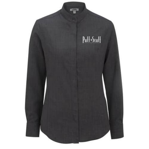 Ladies Banded Collar Batiste Shirt - Steel Grey